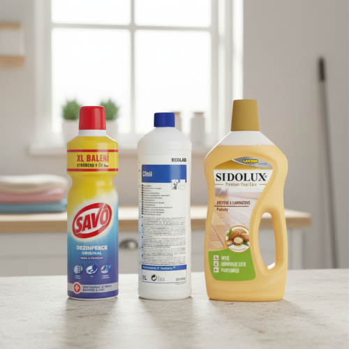 Prostředky na podlahy, plochy, okna