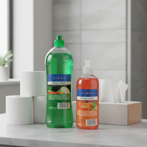 Mýdla, toal.papír, kapesníky, náplně do zásobníků